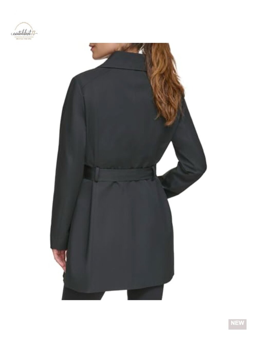 Belted Trench Coat with Waist Tie & Notch Collar Long Sleeve - Picture 3 of 4